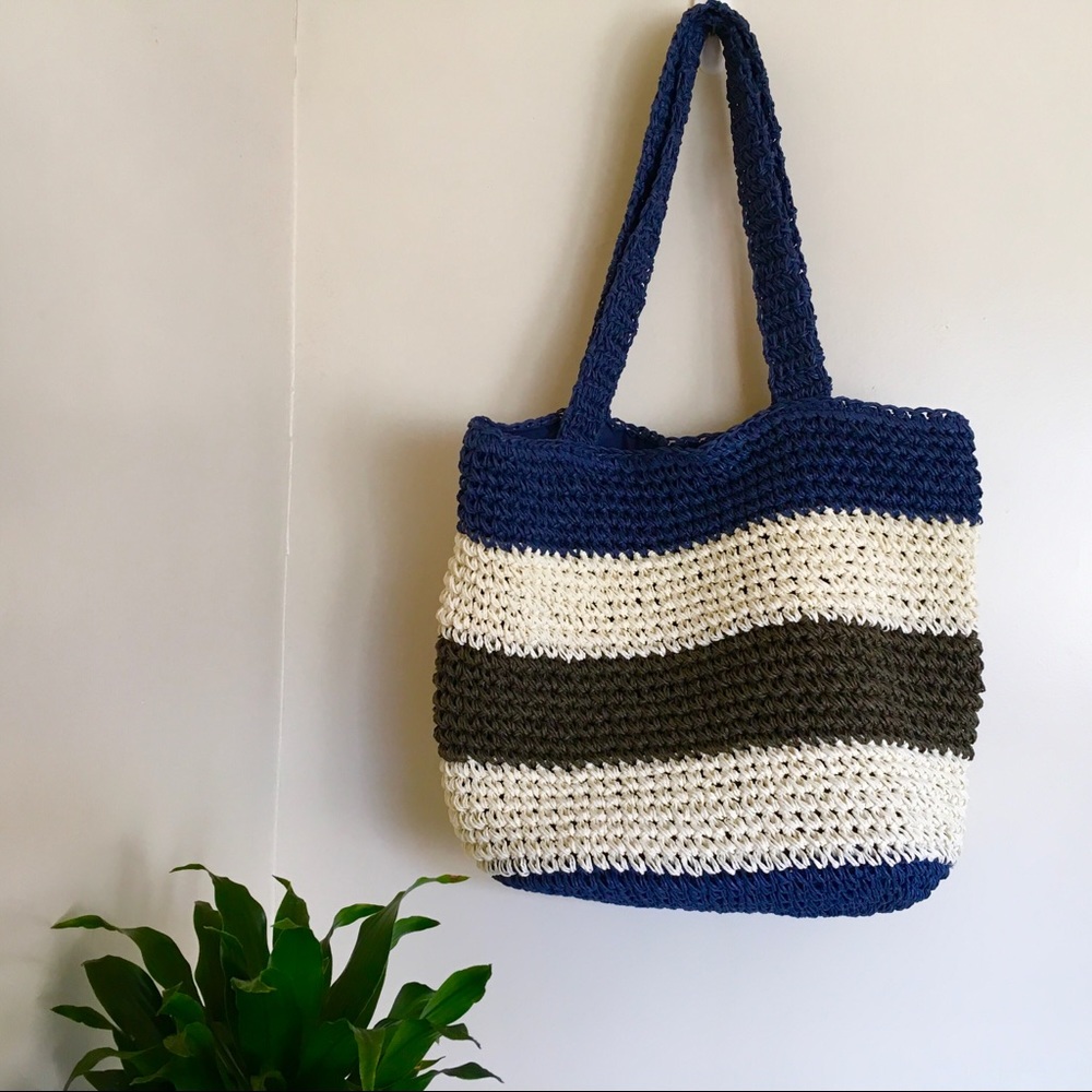 Woven Paper Straw Market Tote Bag